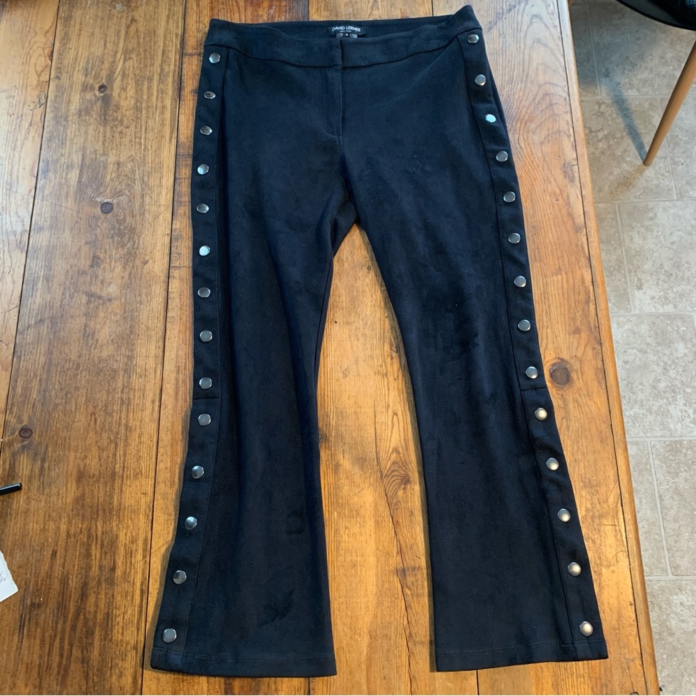 Black Micro Suede Side Snap Flare Pants Revolve Designer
